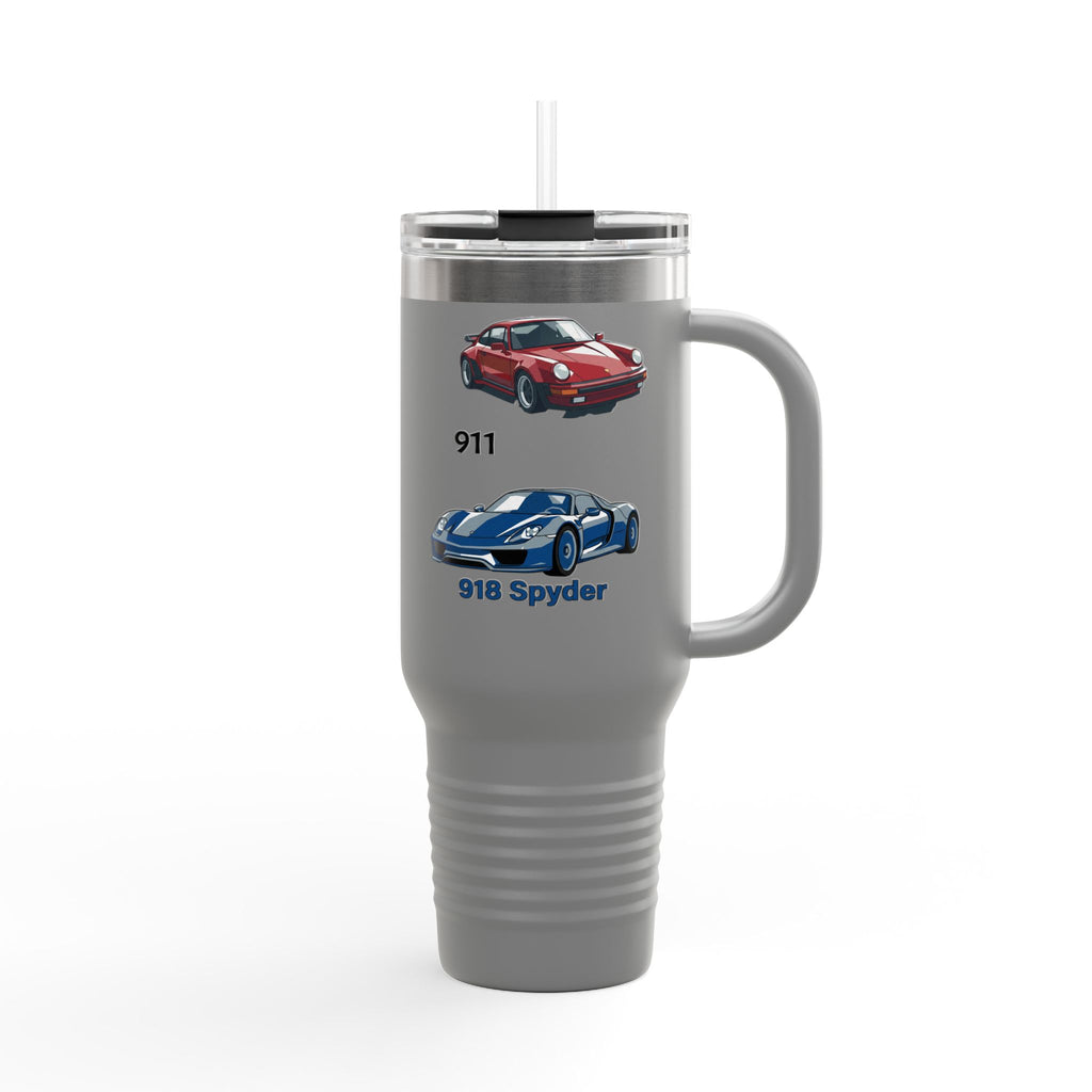 40oz Insulated Travel Mug — Classic Porsche 911 & 918 Spyder Car Design