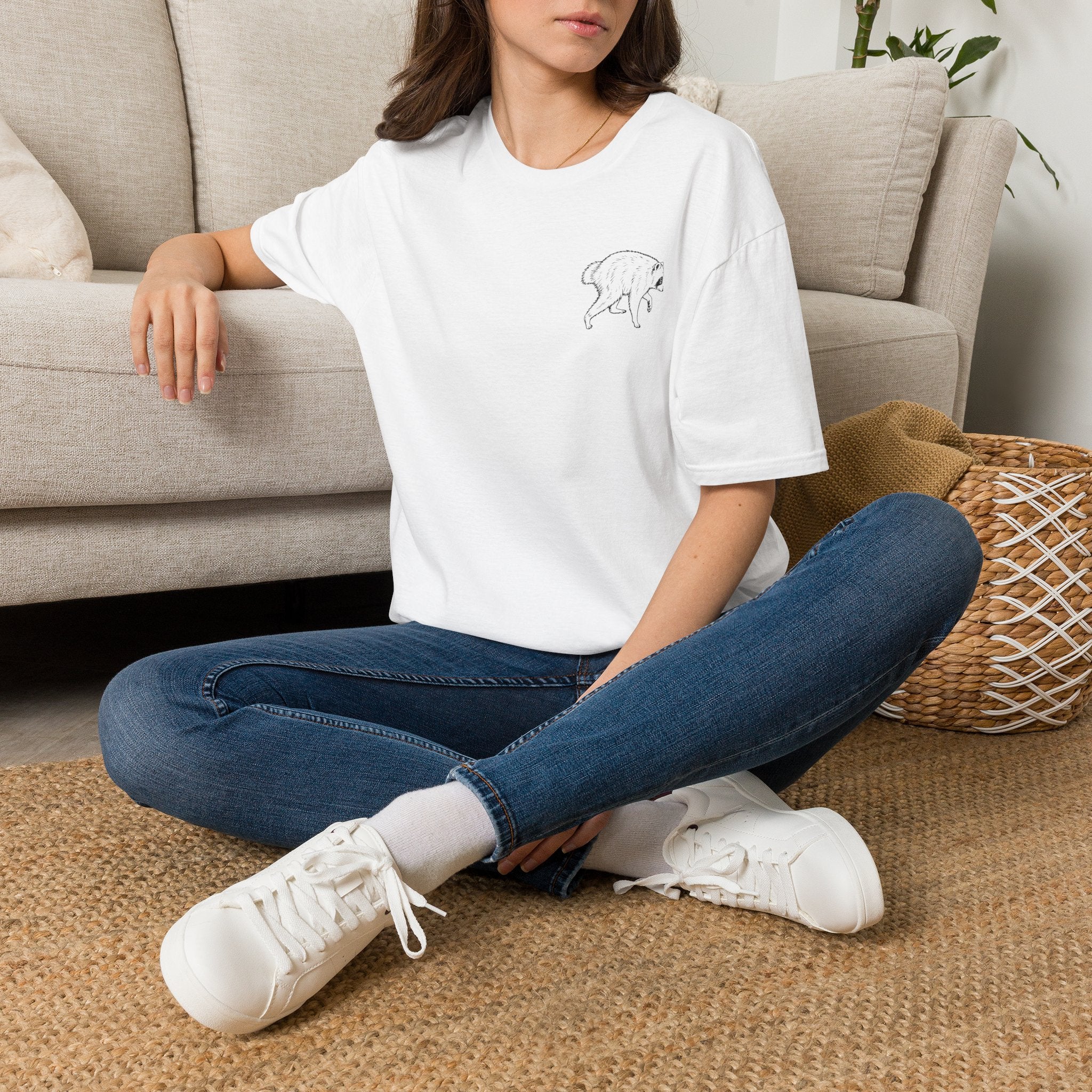 Minimalist Bear Pocket T-Shirt — Small Line Art Bear Chest Print