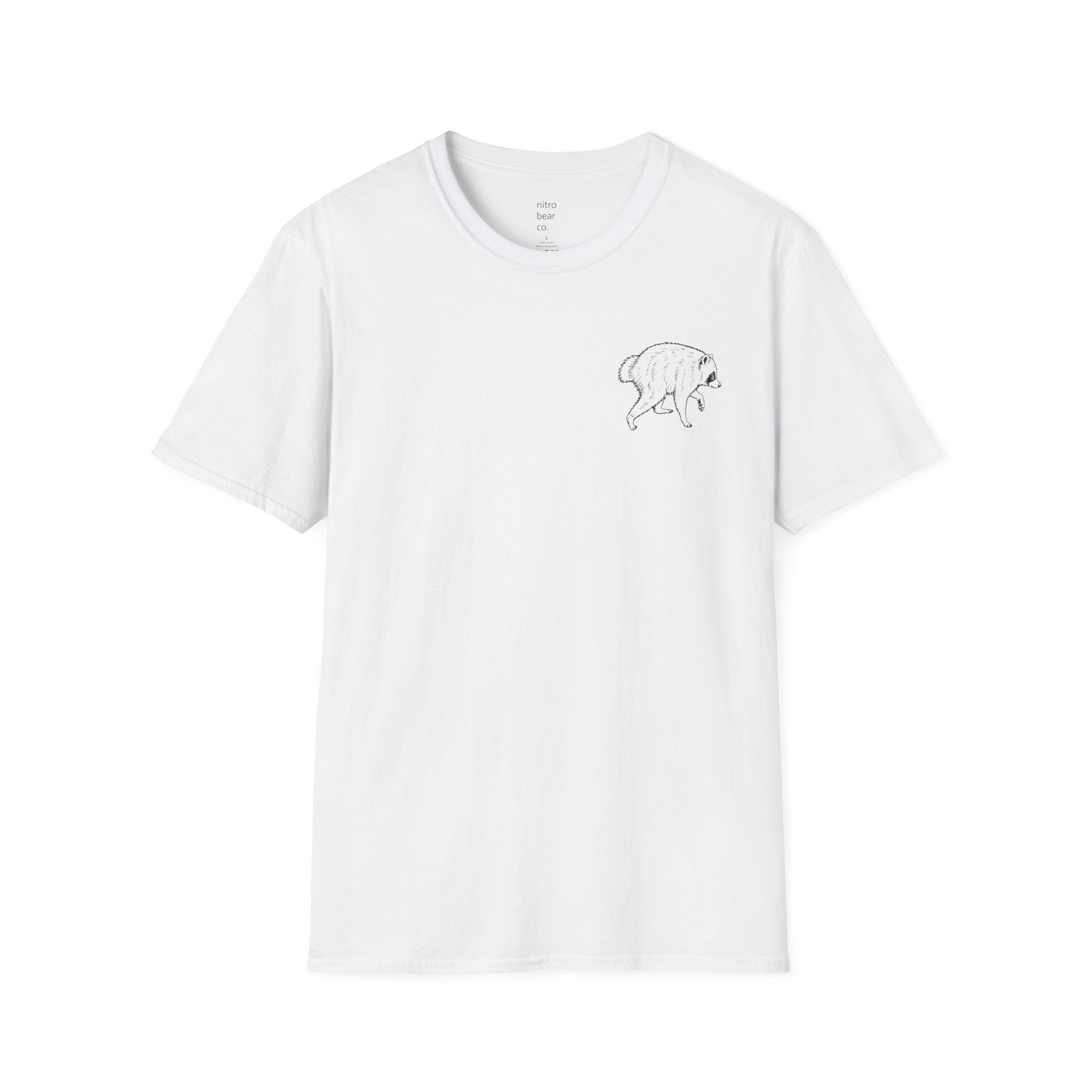 Minimalist Bear Pocket T-Shirt — Small Line Art Bear Chest Print