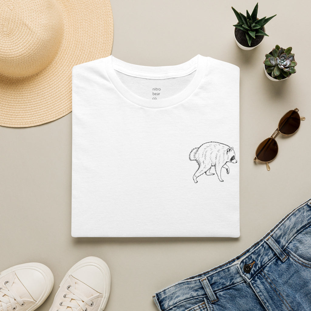 Minimalist Bear Pocket T-Shirt — Small Line Art Bear Chest Print