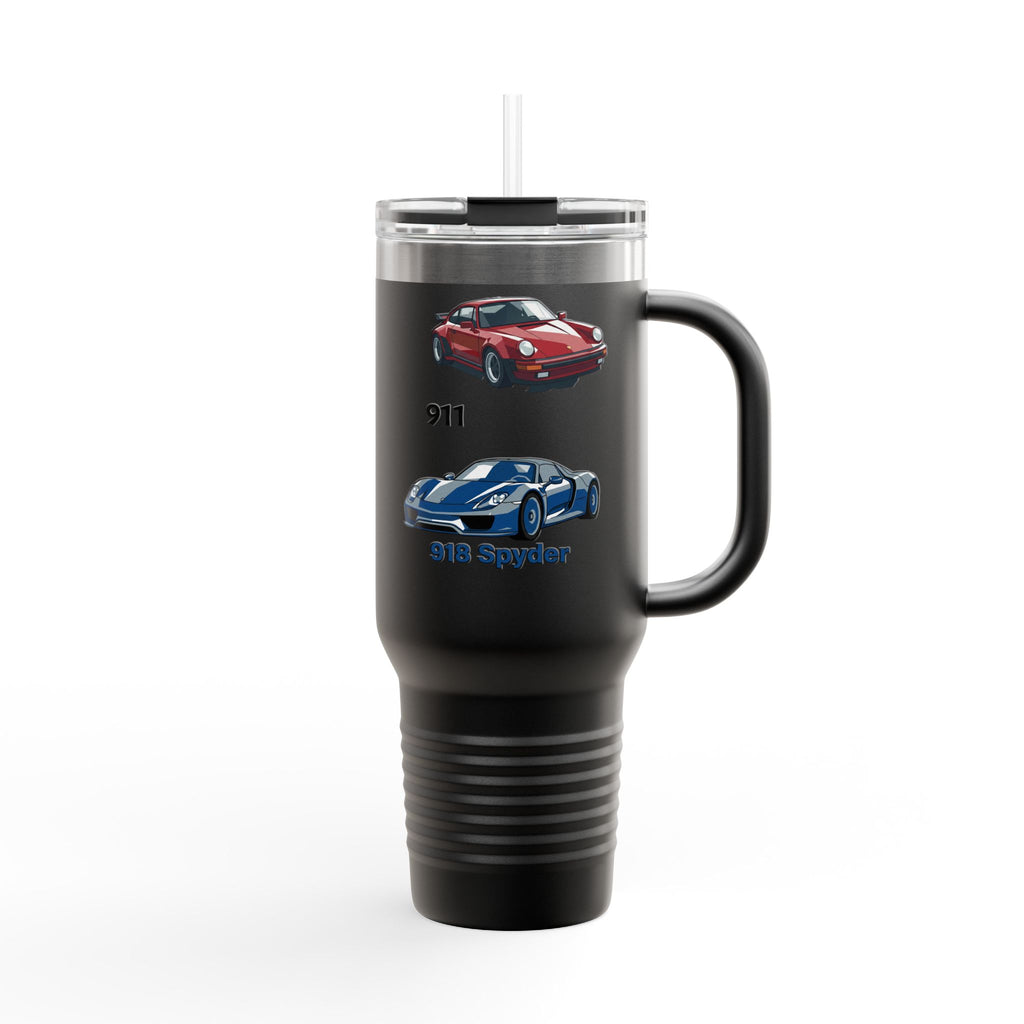 40oz Insulated Travel Mug — Classic Porsche 911 & 918 Spyder Car Design